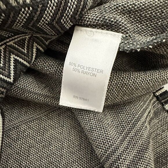 J Jill Knit Midi Skirt Size L Gray Black Stripe Pull On Side Slit Pencil Stretch - Picture 5 of 10